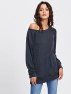 Romwe One Shoulder Raglan Sleeve Tee