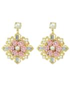 Romwe Fashionable Alloy And Gemstone Flower Shaped Beautiful Women Drop Earrings