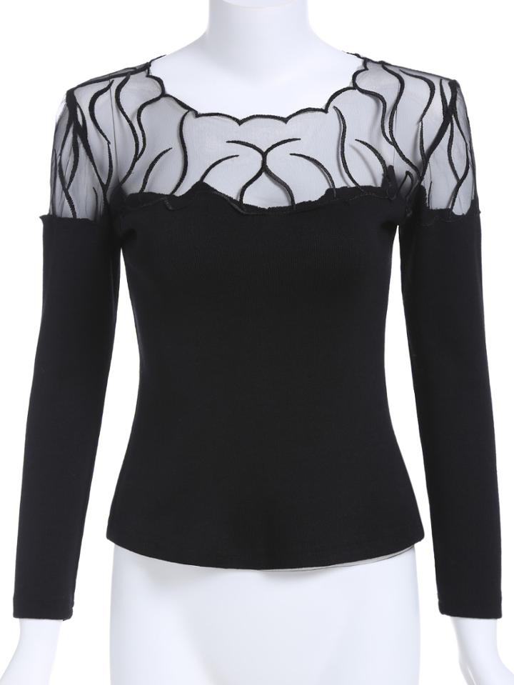 Romwe Sheer Mesh Insert Knitwear