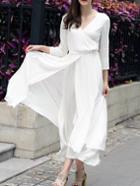 Romwe V Neck Vintage Maxi Dress
