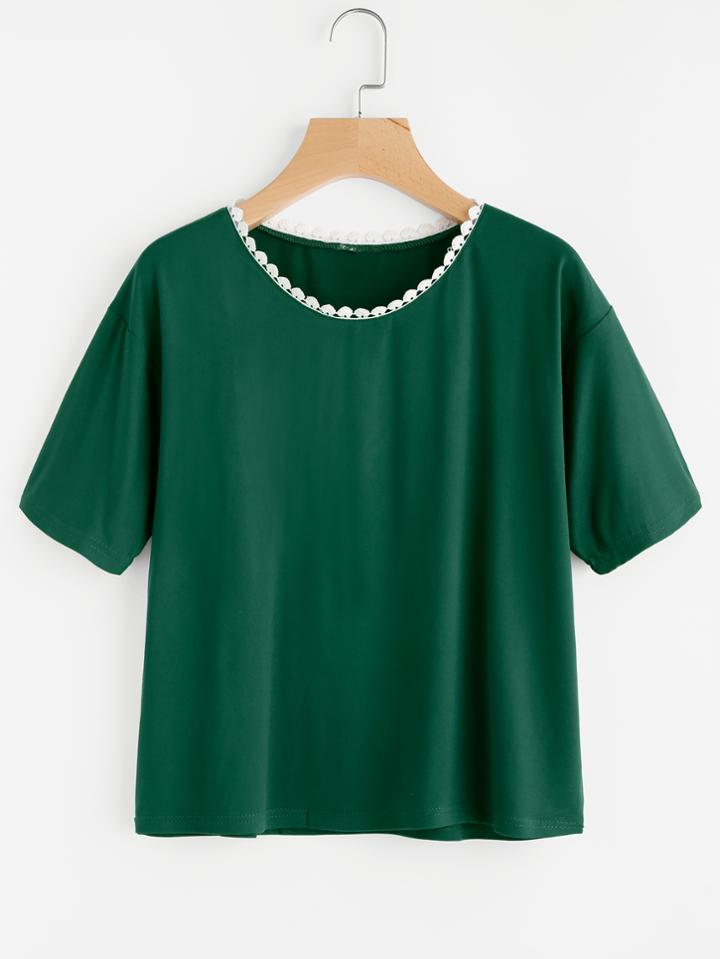 Romwe Lace Trim Tee