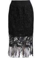 Romwe Tassel Lace Black Skirt