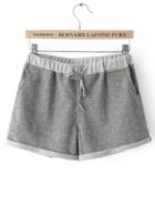 Romwe Contrast Pocket Shorts With Draw Cord Waist
