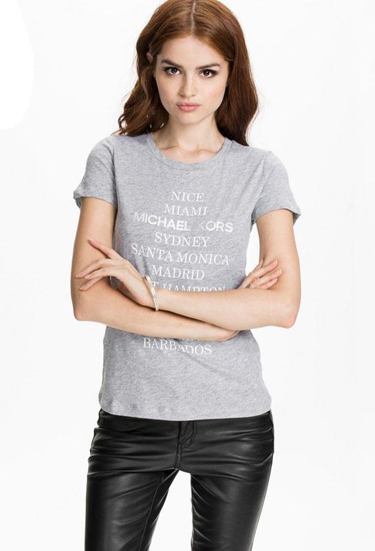 Romwe Vintage Letters Print Grey T-shirt