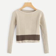 Romwe Knit Rib Crop Sweater