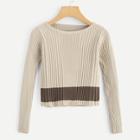 Romwe Knit Rib Crop Sweater