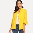 Romwe Ruffle Sleeve Scallop Trim Coat