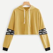 Romwe Random Letter Tape Split Sleeve Sweatshirt