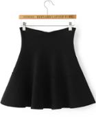 Romwe Black Pleated Knit Skirt