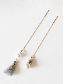 Romwe Faux Pearl Detail Tassel Threader Earrings