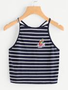 Romwe Rainbow Patch Striped Cami Top