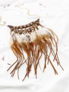 Romwe Gold Chain Feather Fringe Necklace