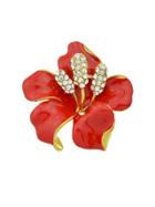 Romwe Red Enamel Flower Brooch