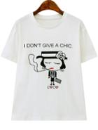 Romwe Smoking Beauty Print T-shirt