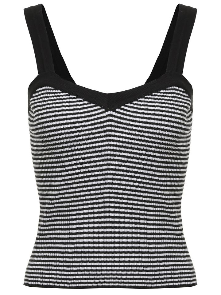 Romwe Straps Stripped Sweater Tank Top