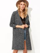 Romwe Grey Dropped Shoulder Seam Slit Side Pocket Coat