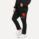 Romwe Plus Floral Embroidered Jeans