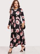 Romwe Floral Print Maxi Dress