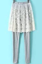 Romwe Elastic Waist With Lace Grey Legging