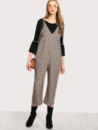 Romwe Dual V Neck Cami Plaid Jumpsuit