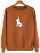 Romwe Round Neck Dog Print Sweatshirt