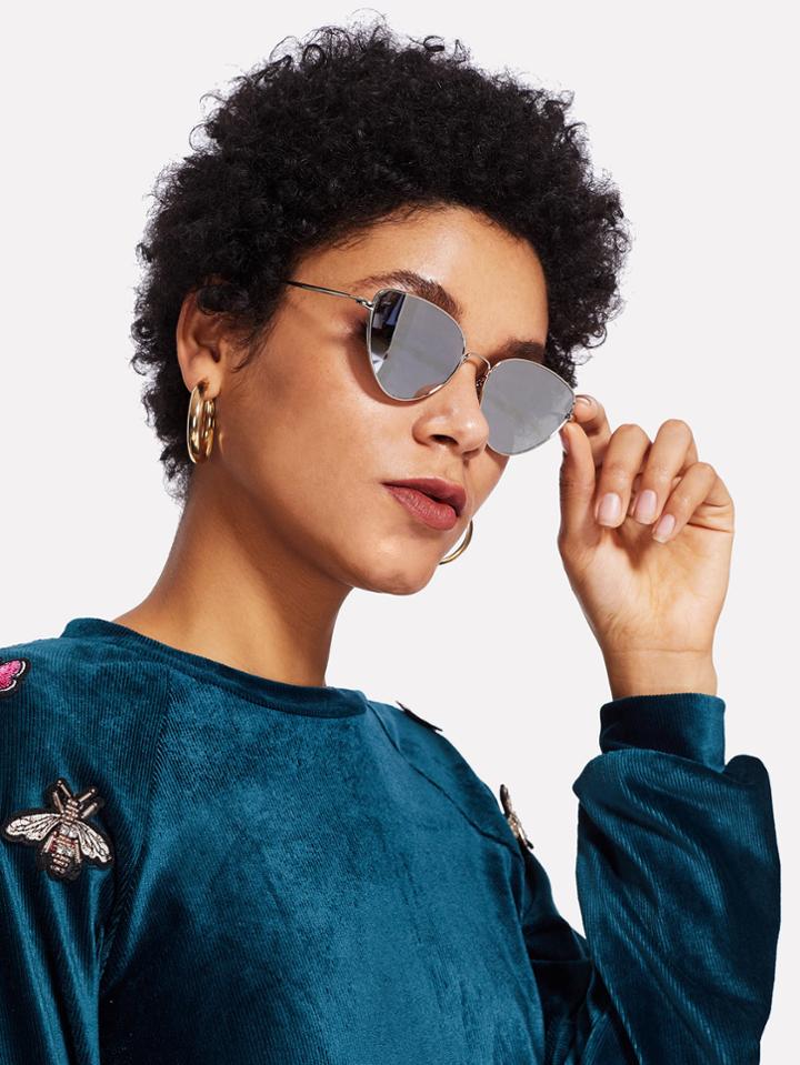 Romwe Cat Eye Metal Frame Sunglasses