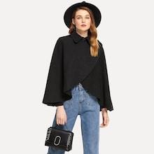 Romwe Surplice Wrap Cape Coat