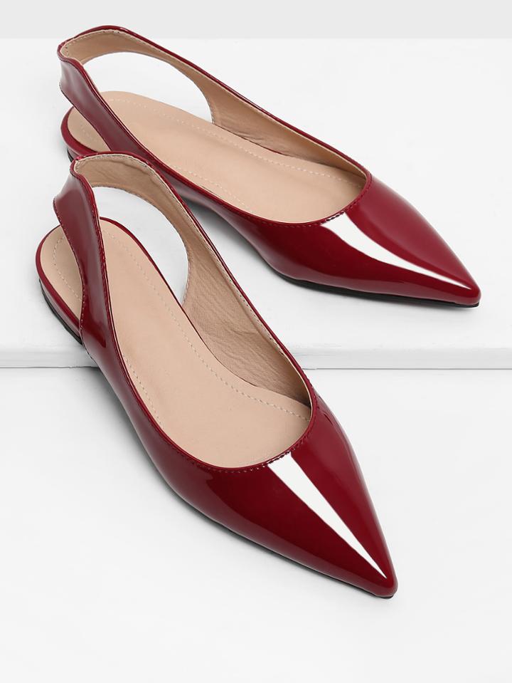 Romwe Pointed Toe Sling Back Ballet Flats