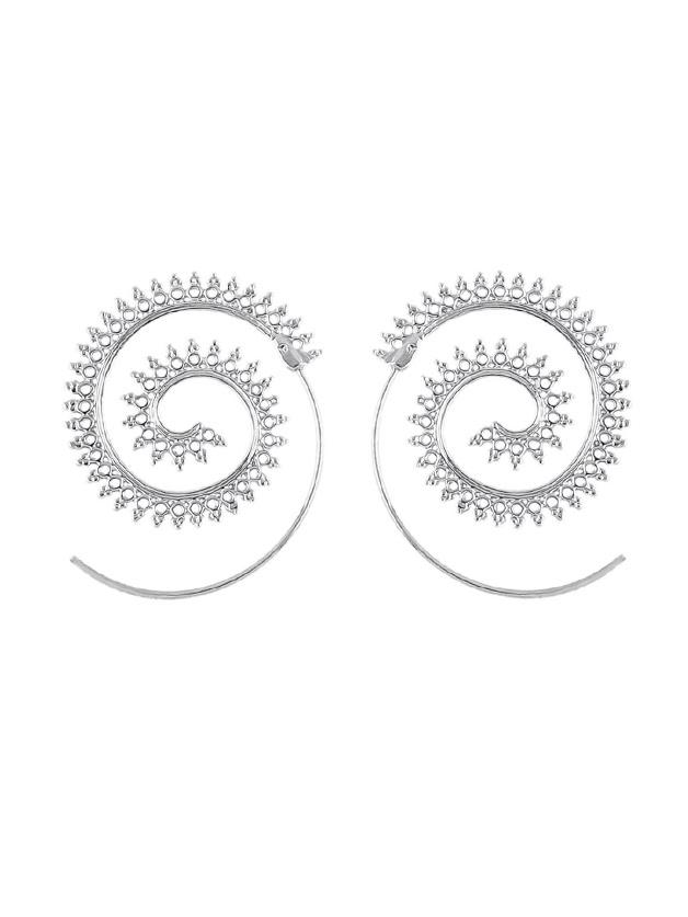 Romwe Geometric Gear Circle Hoop Earrings