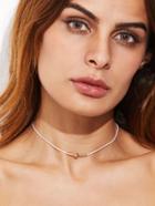 Romwe White Cord Metal Trim Delicate Choker Necklace