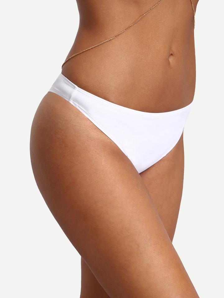 Romwe Plain White Low-rise Bikini Bottom