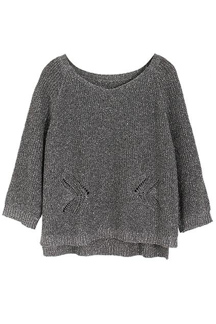 Romwe Silver Thread Hollow Long-sleeved Jumper