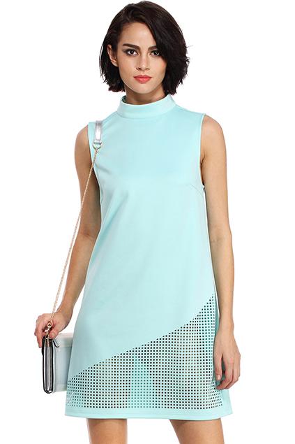 Romwe Mint Green Hollow Shift Dress