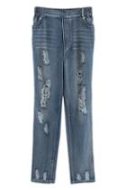 Romwe Ripped Blue Straight Jeans