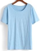 Romwe Round Neck Loose Blue T-shirt