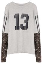 Romwe 13 Dual-tone Sequin Gray Sweatshirt