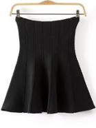 Romwe Knit Flare Black Skirt