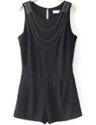 Romwe Split Back Bead Chain Embellished Jumpsuit