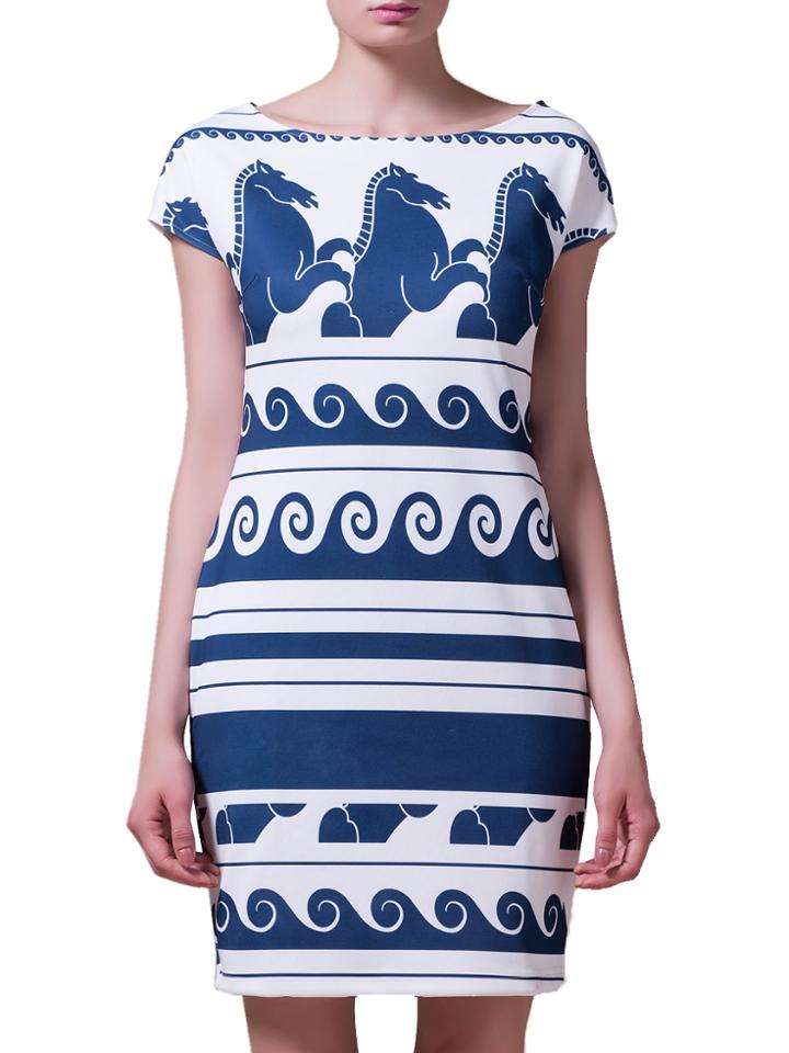 Romwe White Short Sleeve Horses Print Sheath Dress