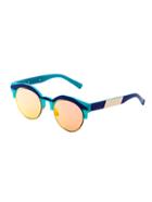 Romwe Green Frame Round Lens Sunglasses