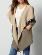 Romwe Grey Lapel Pockets Loose Sweater Coat