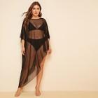 Romwe Plus Asymmetrical Mesh Cover Up Without Bikini