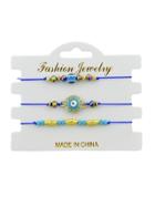 Romwe 3pcs/set Boho Jewelry Ethnic Adjustable Blue Rope Bracelet