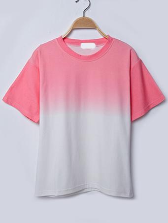 Romwe Pink Ombre Drop Shoulder T-shirt