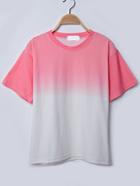 Romwe Pink Ombre Drop Shoulder T-shirt