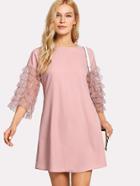 Romwe Ruffle Lace Sleeve Tunic Dress
