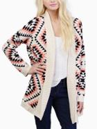 Romwe Women Aztec Print Casual Cardigan