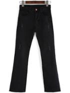 Romwe Scratch Denim Wide Leg Pant