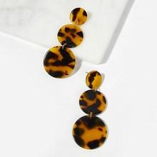 Romwe Tortoiseshell Pattern Layered Round Drop Earrings