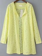 Romwe Long Sleeve Lace Yellow Top